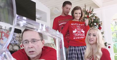 Young brunette fucks with her stepbrother on Christmas