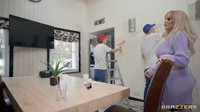Two guys came to paint the walls and fucked a blonde