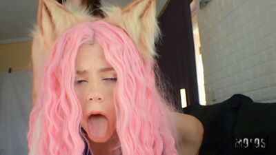 Baby with pink hair gets anal fucked