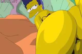 Drunk Homer Simpson fucks in deep into the throat of his ragged Marge
